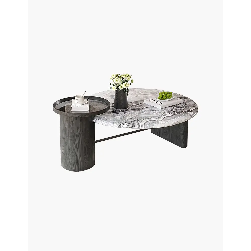 Galatea Round Nesting Marble Coffee Table Marble Top