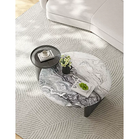 Galatea Round Nesting Marble Coffee Table Marble Top