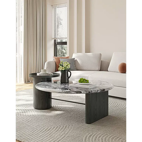 Galatea Round Nesting Marble Coffee Table Marble Top