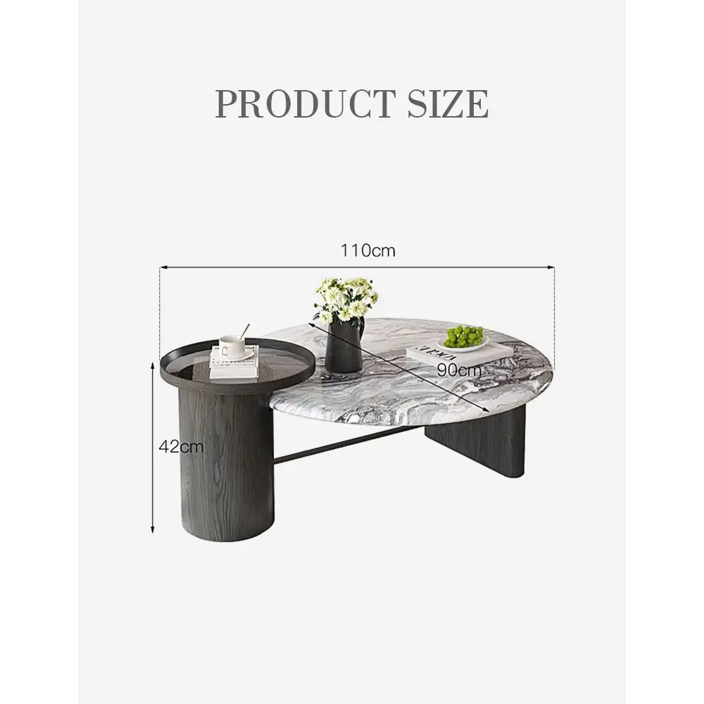 Galatea Round Nesting Marble Coffee Table Marble Top