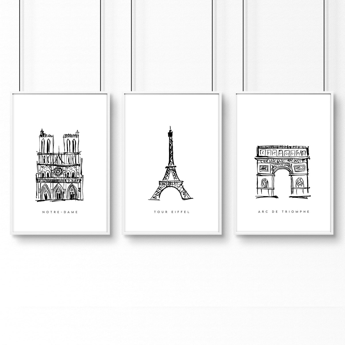 Gallery Wall Framing | Set of 3 Paris Landmarks Wall art Prints