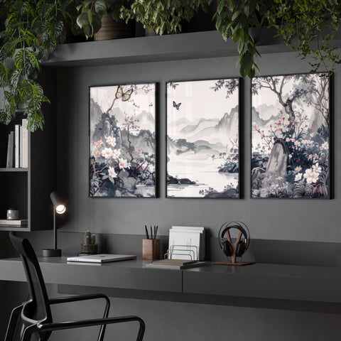 Gallery Wall Prints | Set of 3 Chinoiserie Wall art Prints
