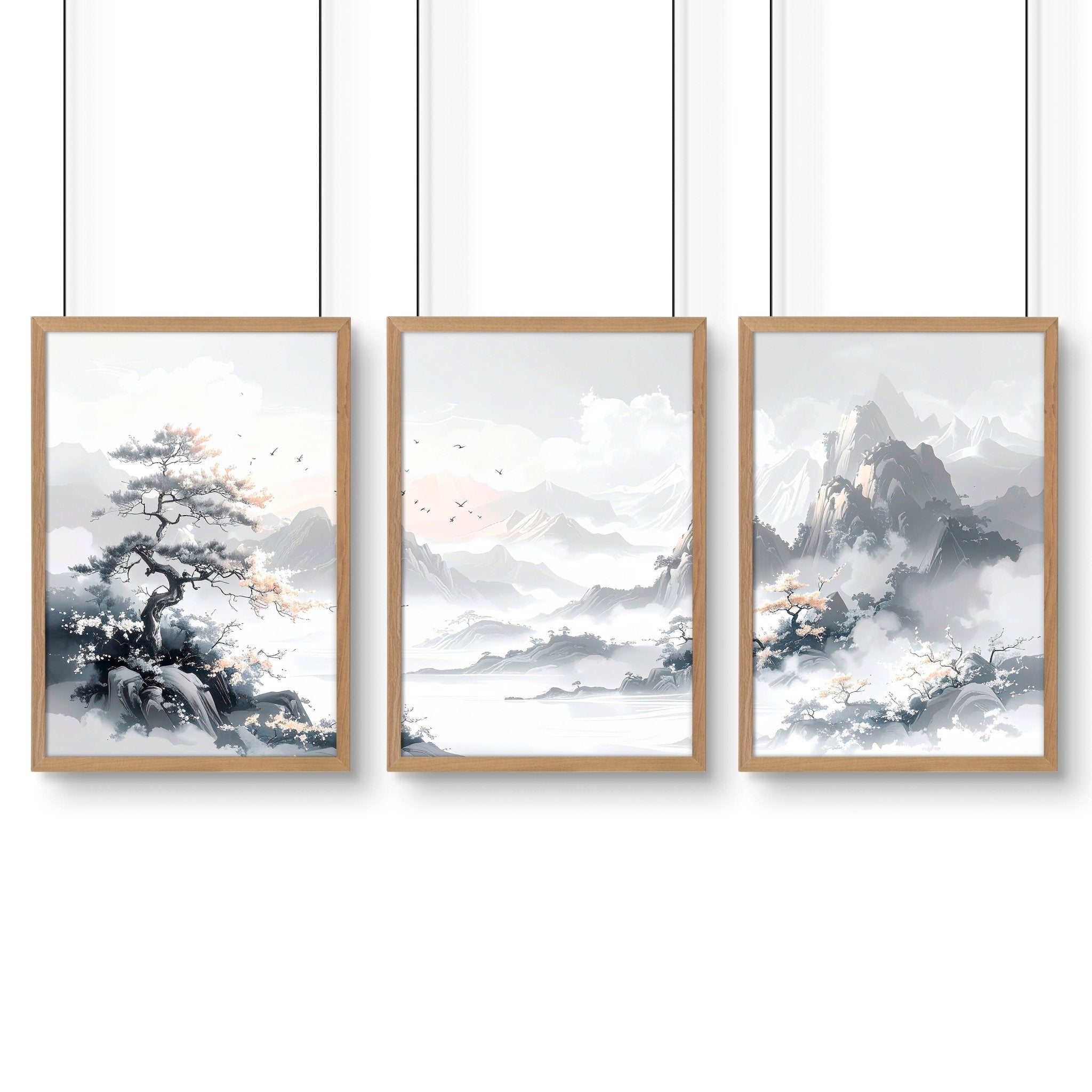Gallery Wall Set | Set of 3 Asian Inspired Wall art Prints