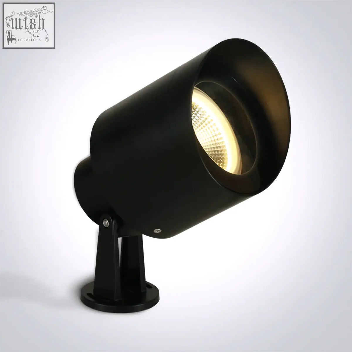 Black cylindrical garden spots abs outdoor spotlight with e27 par30 10w and warm focused beam from frosted lens