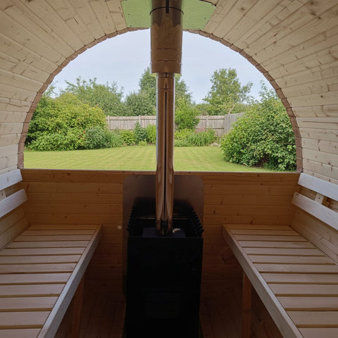Steam & Oak Gas Barrel Sauna 3m Canopy + Anteroom (Electric or Wood-Fired)
