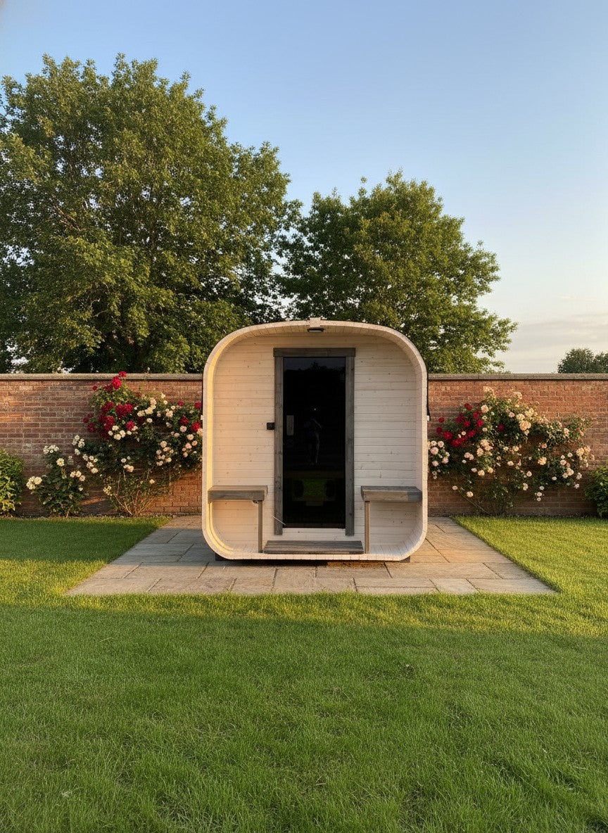 Steam & Oak Gas Cube Sauna 2.4m with Porch (Electric or Wood-Fired)