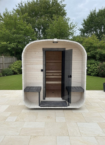 Steam & Oak Gas Cube Sauna 2.4m Double-Shelf (Electric or Wood-Fired)