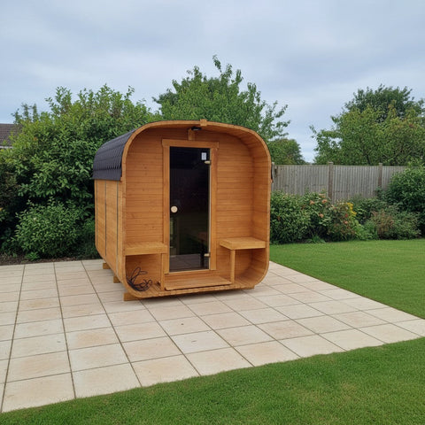 Steam & Oak Gas Cube Sauna 3.4m Premium L-Bench (Electric or Wood-Fired)