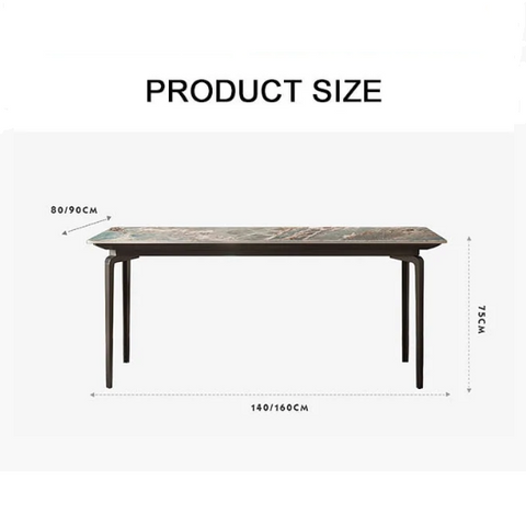 Modern gareth dining table with dark marble top and sleek black carbon steel legs for stylish dining spaces