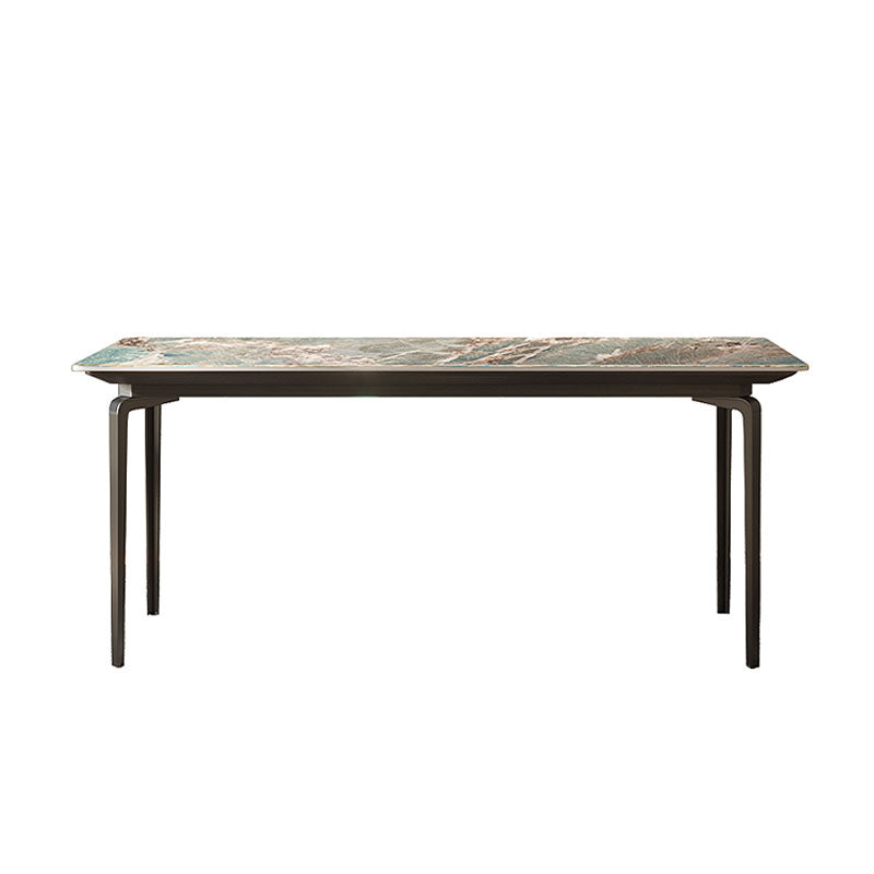 Modern gareth dining table with green and beige marble top and sleek carbon steel legs for stylish dining spaces