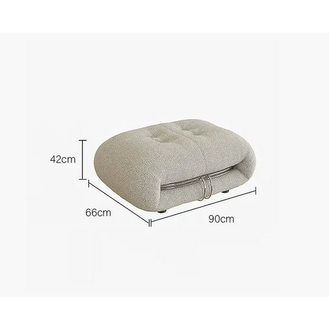 Garner Three Seater Sofa White Boucle - Ottoman