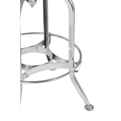 Chrome finish adjustable gator bar stool with sleek modern design and circular footrest in metal