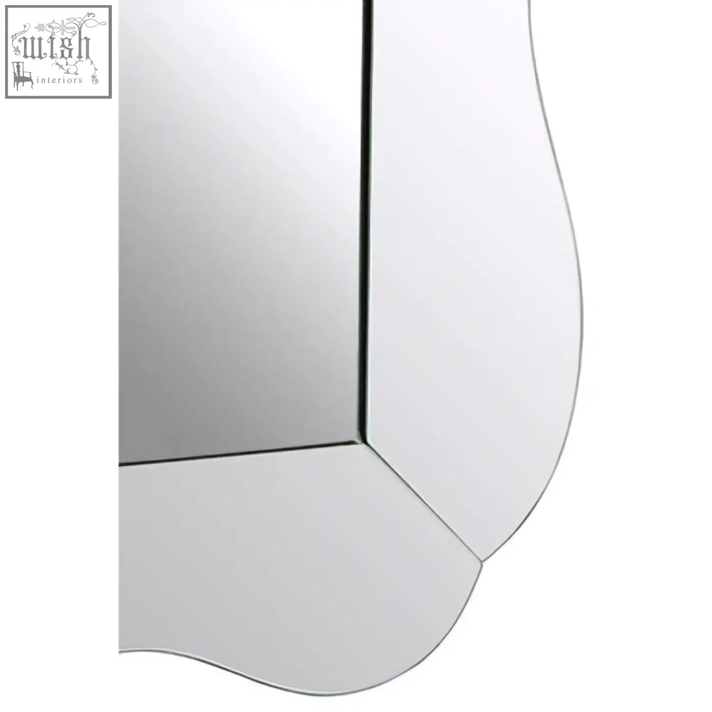 Curved-edged gavri wall mirror with a sleek minimalist design and reflective surface for stylish wall decor