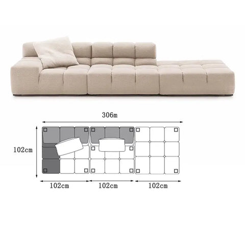 Gemma Three Seater Modular Sofa Linen/Velvet - Made-to-order only
