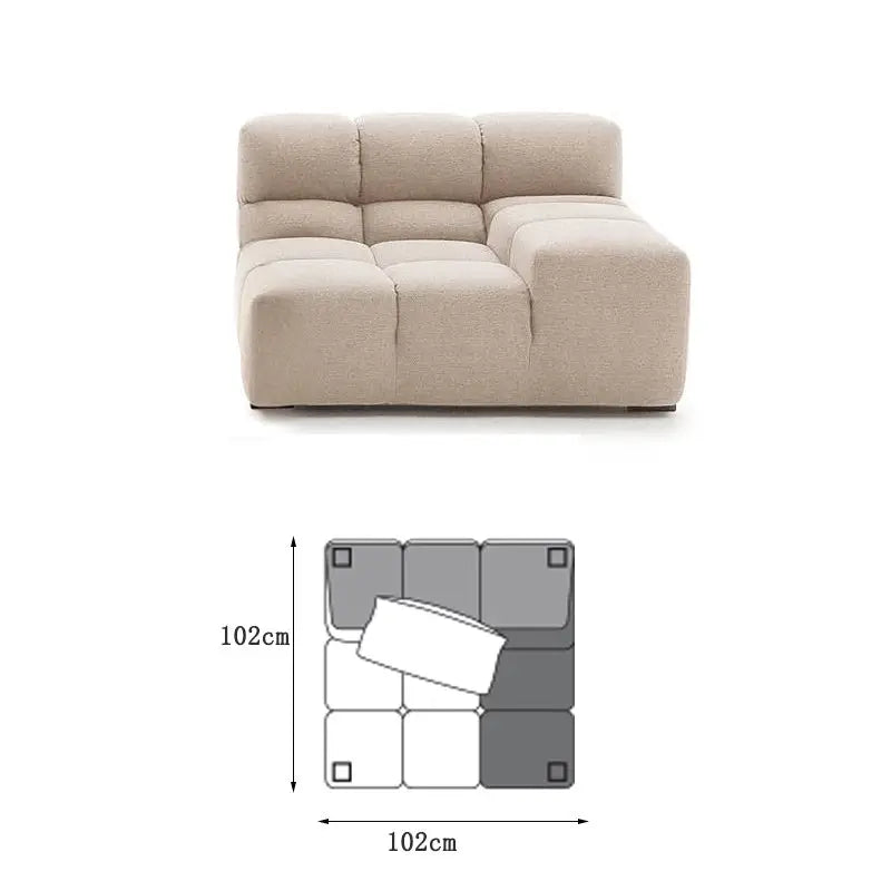 Gemma Three Seater Modular Sofa Linen/Velvet - Made-to-order only