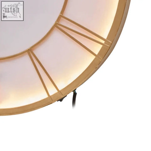 Genova small gold led wall clock with sleek modern design and illuminated white led roman numerals on gold-toned face