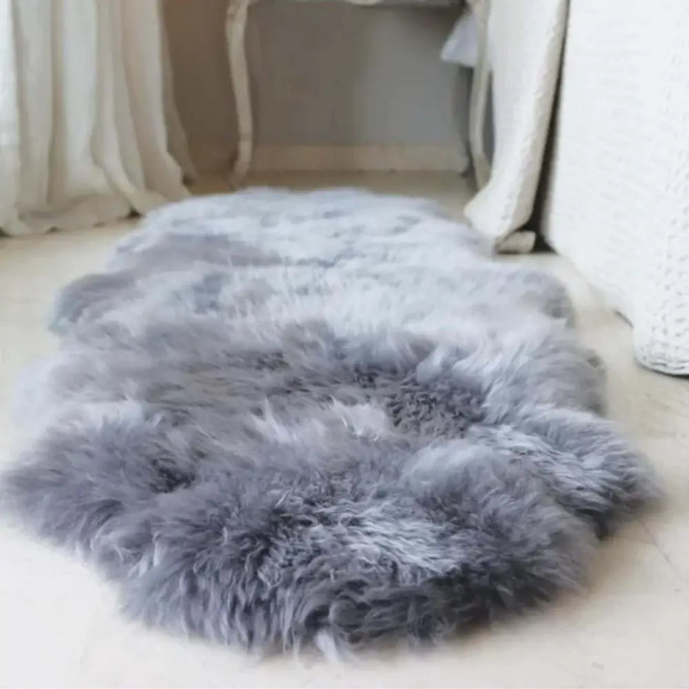 Genuine Grey Sheepskin Faux Fur Rug - Rugs