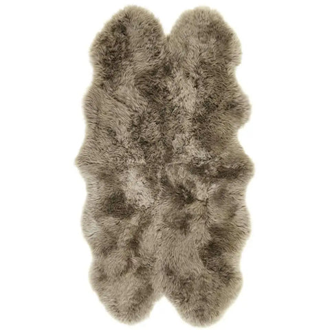 Genuine Khaki/Taupe Sheepskin Faux Fur Rug - 105X160 cm - Rugs