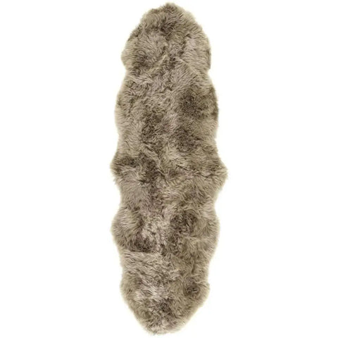 Genuine Khaki/Taupe Sheepskin Faux Fur Rug - 70X175 cm - Rugs