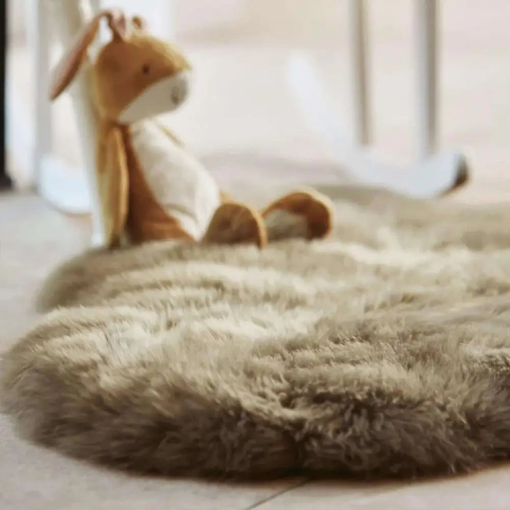 Genuine Khaki/Taupe Sheepskin Faux Fur Rug - Rugs