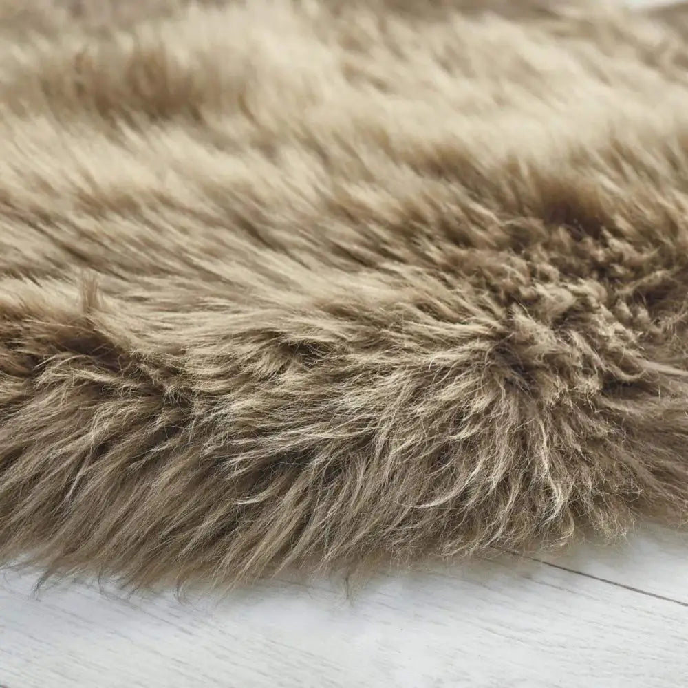 Genuine Khaki/Taupe Sheepskin Faux Fur Rug - Rugs