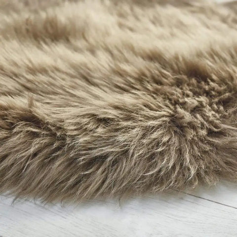 Genuine Khaki/Taupe Sheepskin Faux Fur Rug - Rugs