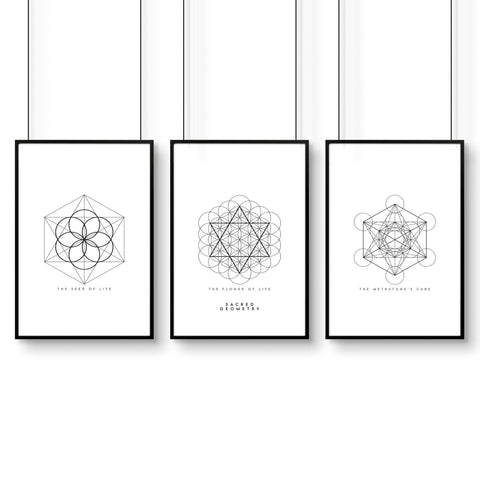 Geometric Wall Art | Set of 3 Sacred Geometry Wall art Prints