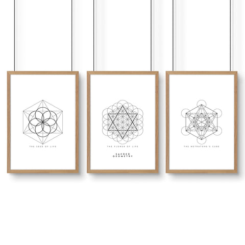 Geometric Wall Art | Set of 3 Sacred Geometry Wall art Prints
