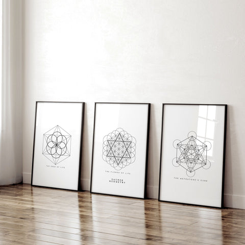 Geometric Wall Art | Set of 3 Sacred Geometry Wall art Prints