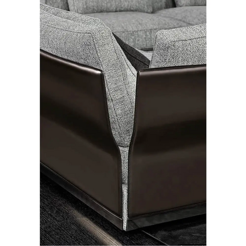 Gerry Five Seater Six Seater Corner Sofa Linen & Nappa Real Leather - 6 Seater Corner Sofa