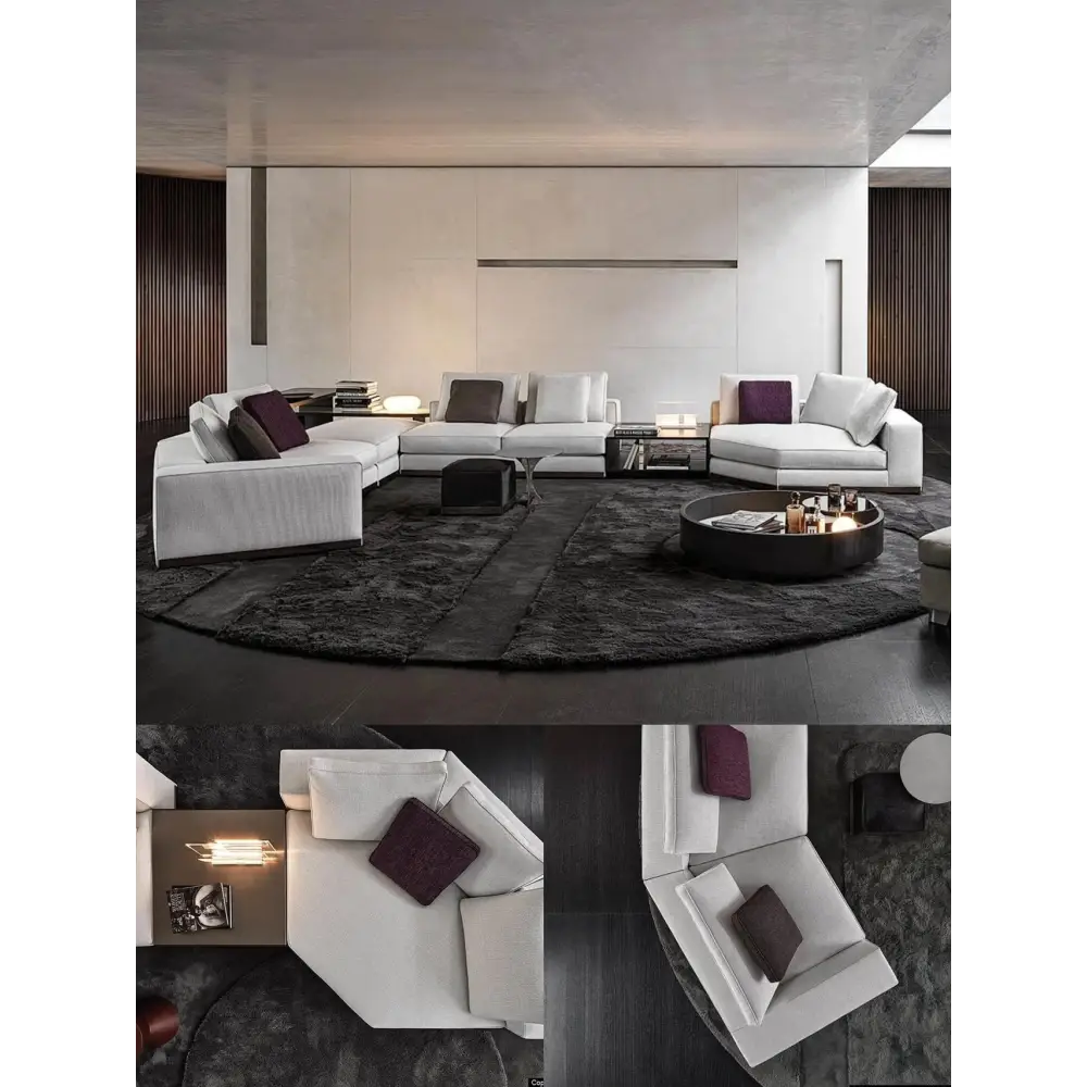 Gerry Five Seater Six Seater Corner Sofa Linen & Nappa Real Leather - 6 Seater Corner Sofa