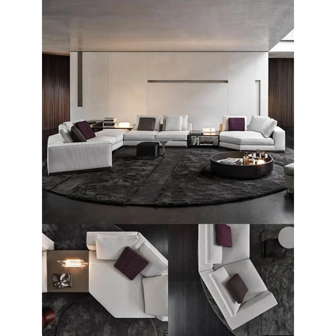 Gerry Five Seater Six Seater Corner Sofa Linen & Nappa Real Leather - 6 Seater Corner Sofa