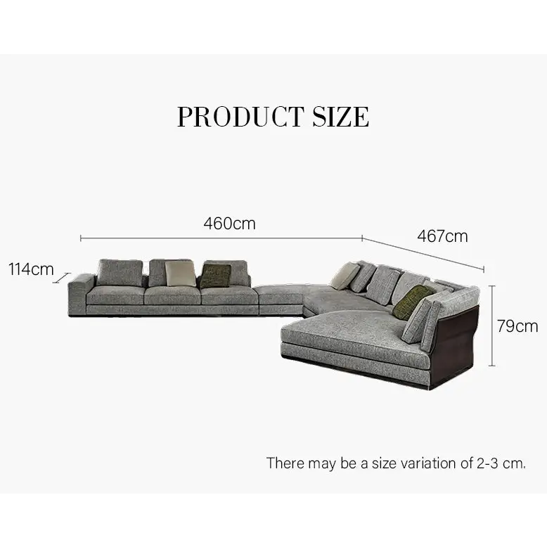 Gerry Five Seater Six Seater Corner Sofa Linen & Nappa Real Leather - 6 Seater Corner Sofa