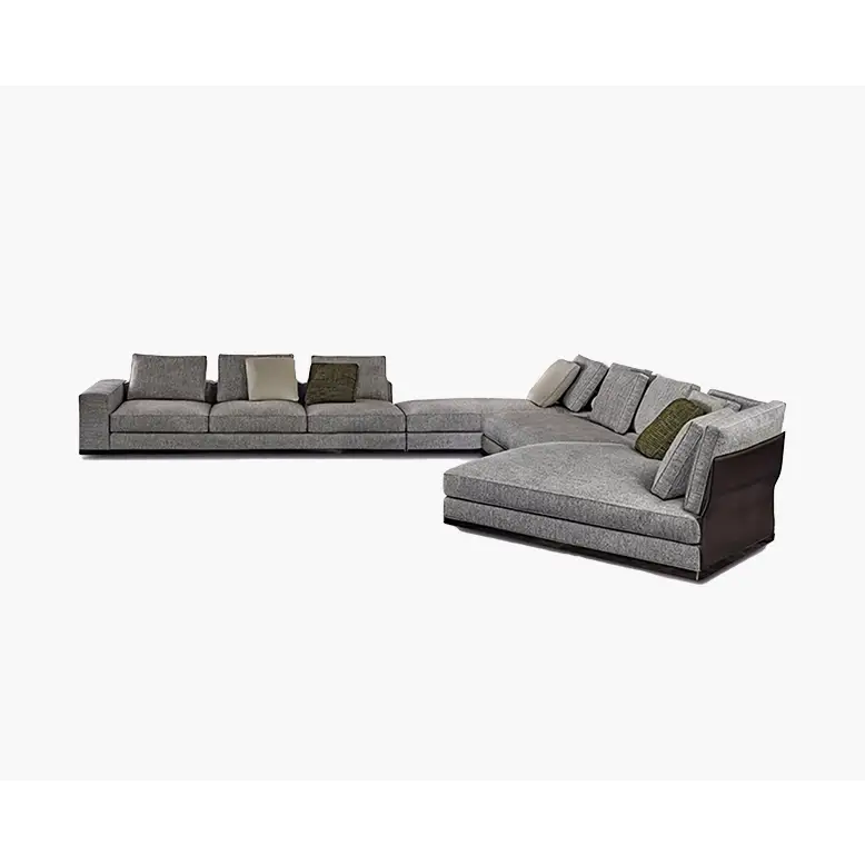 Gerry Five Seater Six Seater Corner Sofa Linen & Nappa Real Leather - 6 Seater Corner Sofa