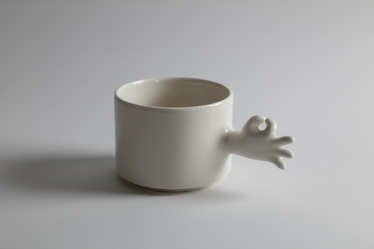 Gesture Ceramic Cup – Handmade Porcelain Coffee Cup（Okay）