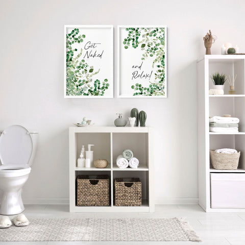 Framed picture for bathroom | Set of 2 wall art prints