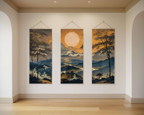 Dark Oriental Landscape Tapestry