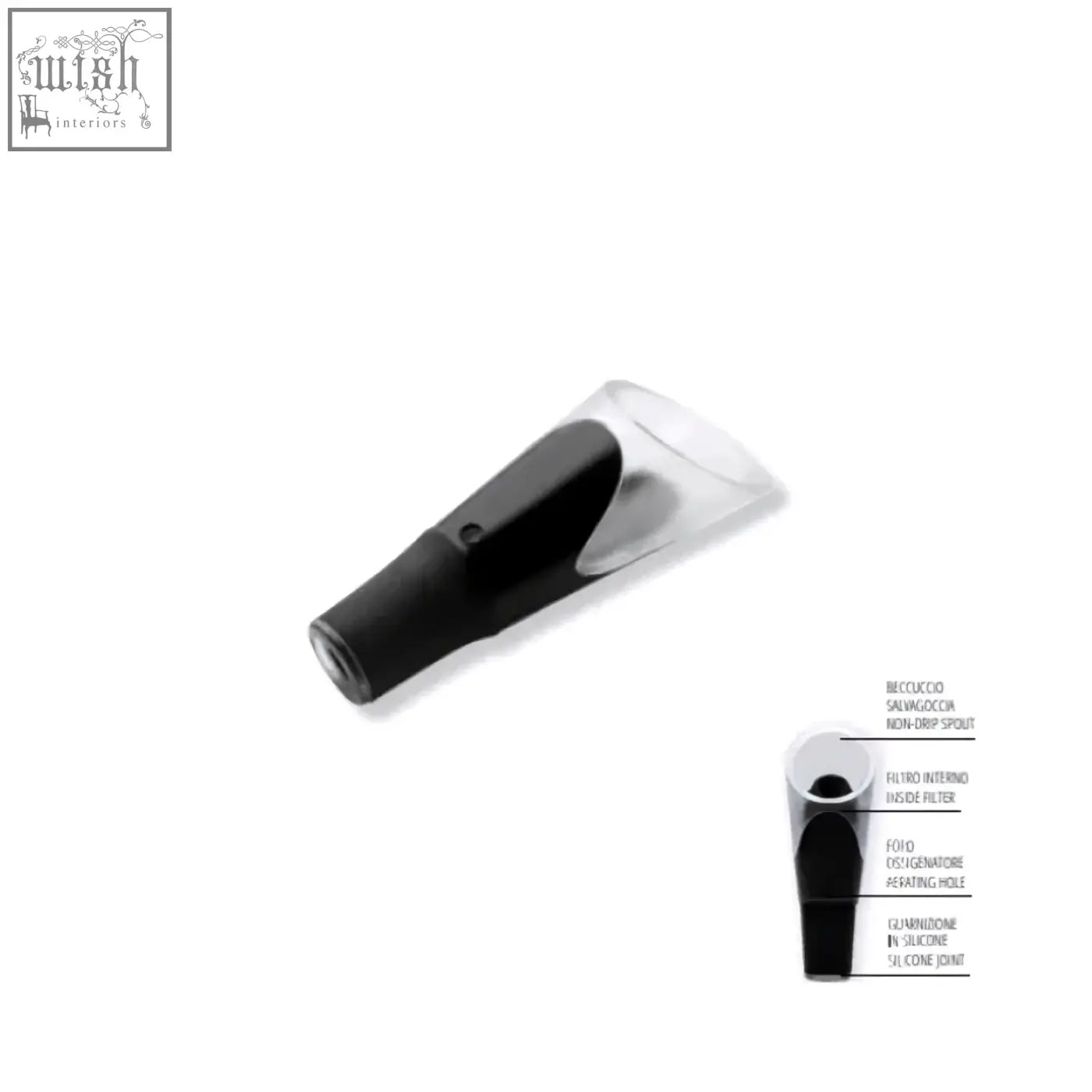 Black and clear silicone non-drip spout for ghidini wine aerator pourer enhances smoother flavors instantly