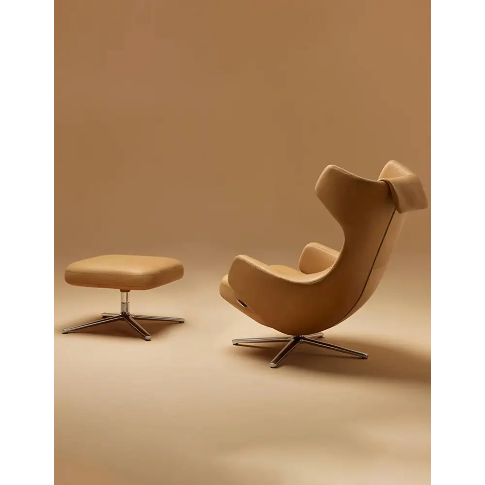 Ghoshal Egg Chair Wingback Lounge Chair With Recliner & Footstool - Swivel Chair