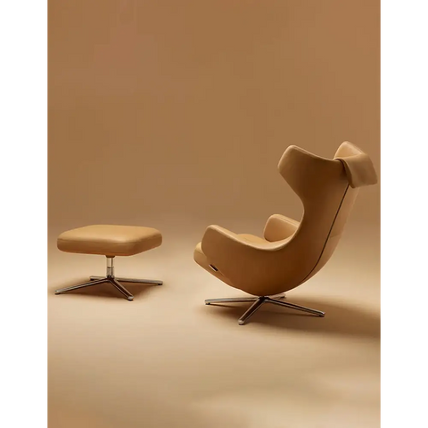 Ghoshal Egg Chair Wingback Lounge Chair With Recliner & Footstool - Swivel Chair