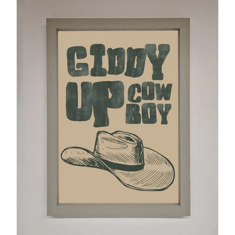 Giddy Up Framed Poster - A3 (29.7 x 42 cm) / Grey - Framed Print