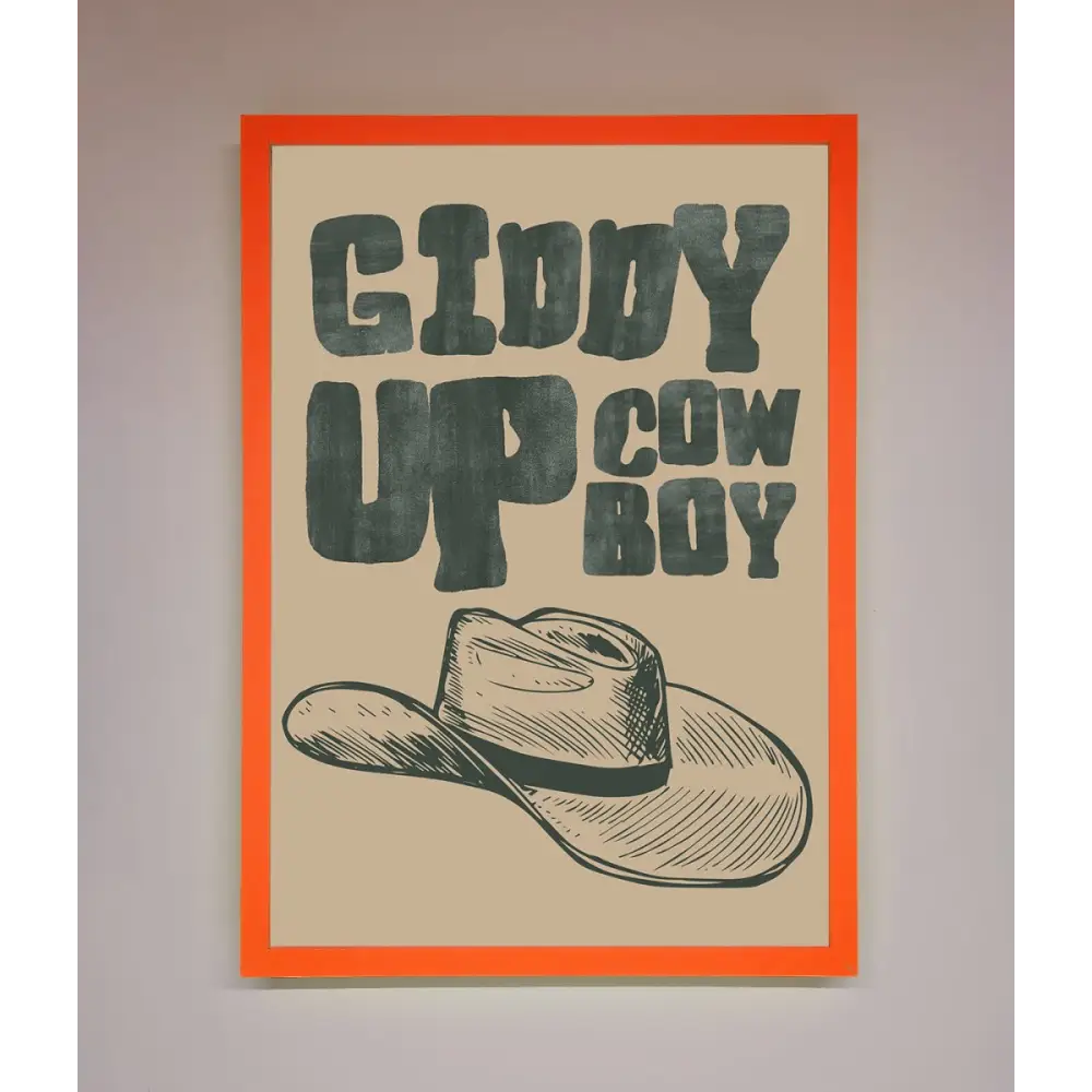 Giddy Up Framed Poster - A3 (29.7 x 42 cm) / Neon Orange - Framed Print