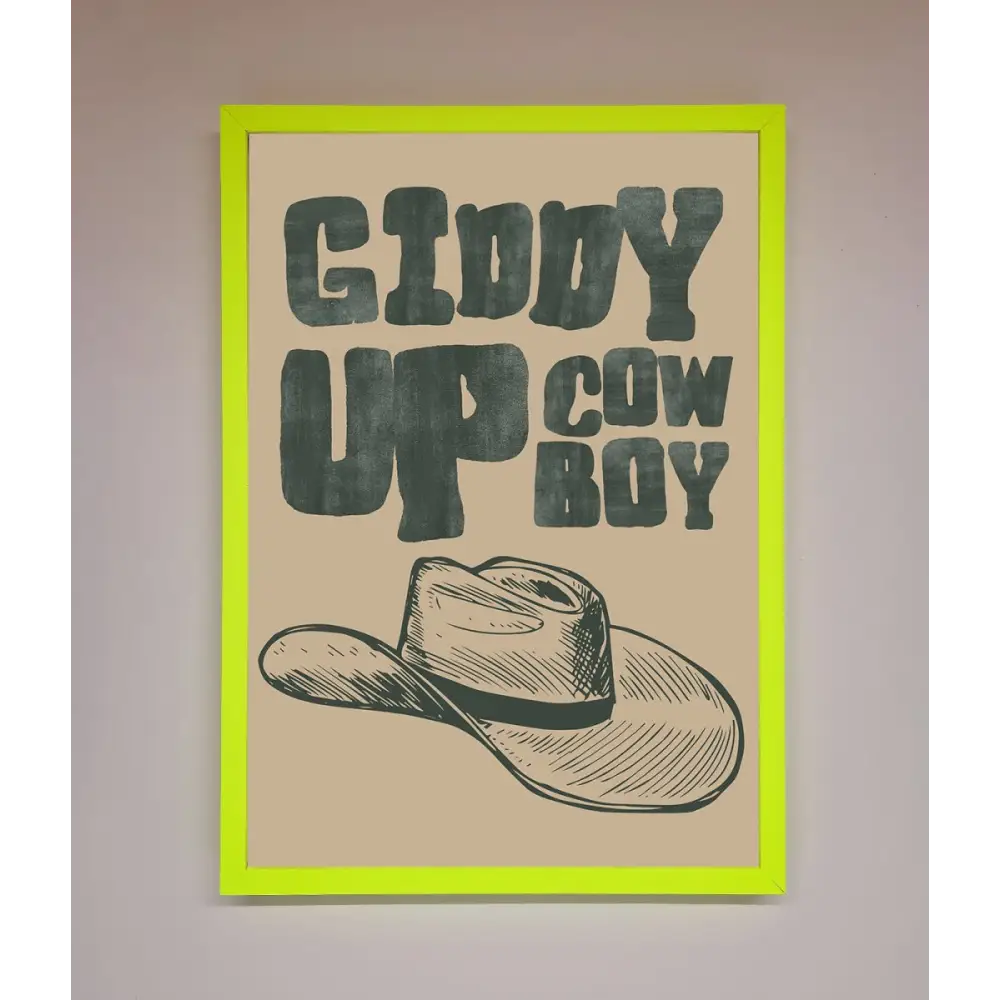 Giddy Up Framed Poster - B0 (100 x 141 cm) / Neon Green - Framed Print