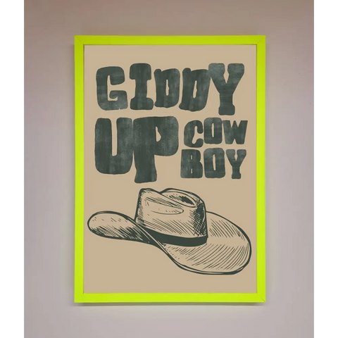 Giddy Up Framed Poster - B0 (100 x 141 cm) / Neon Green - Framed Print