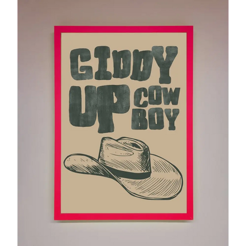 Giddy Up Framed Poster - B0 (100 x 141 cm) / Neon Pink - Framed Print