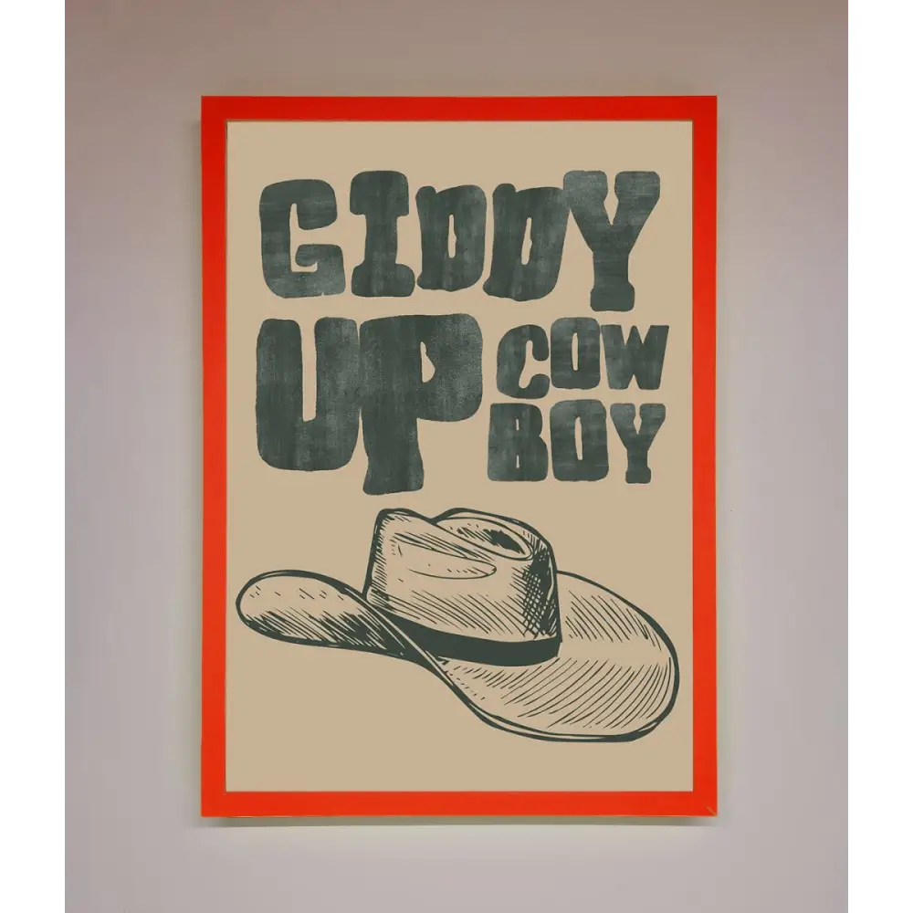 Giddy Up Framed Poster - B0 (100 x 141 cm) / Neon Red - Framed Print