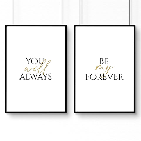 First anniversary gift for couple | set of 2 wall art prints for Bedroom