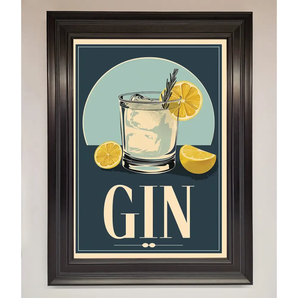 Gin Illustration Framed Poster - A1 (59.4 x 84.1 cm) / Matt Black - Framed Print