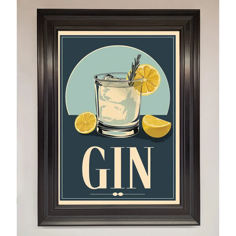 Gin Illustration Framed Poster - A1 (59.4 x 84.1 cm) / Matt Black - Framed Print