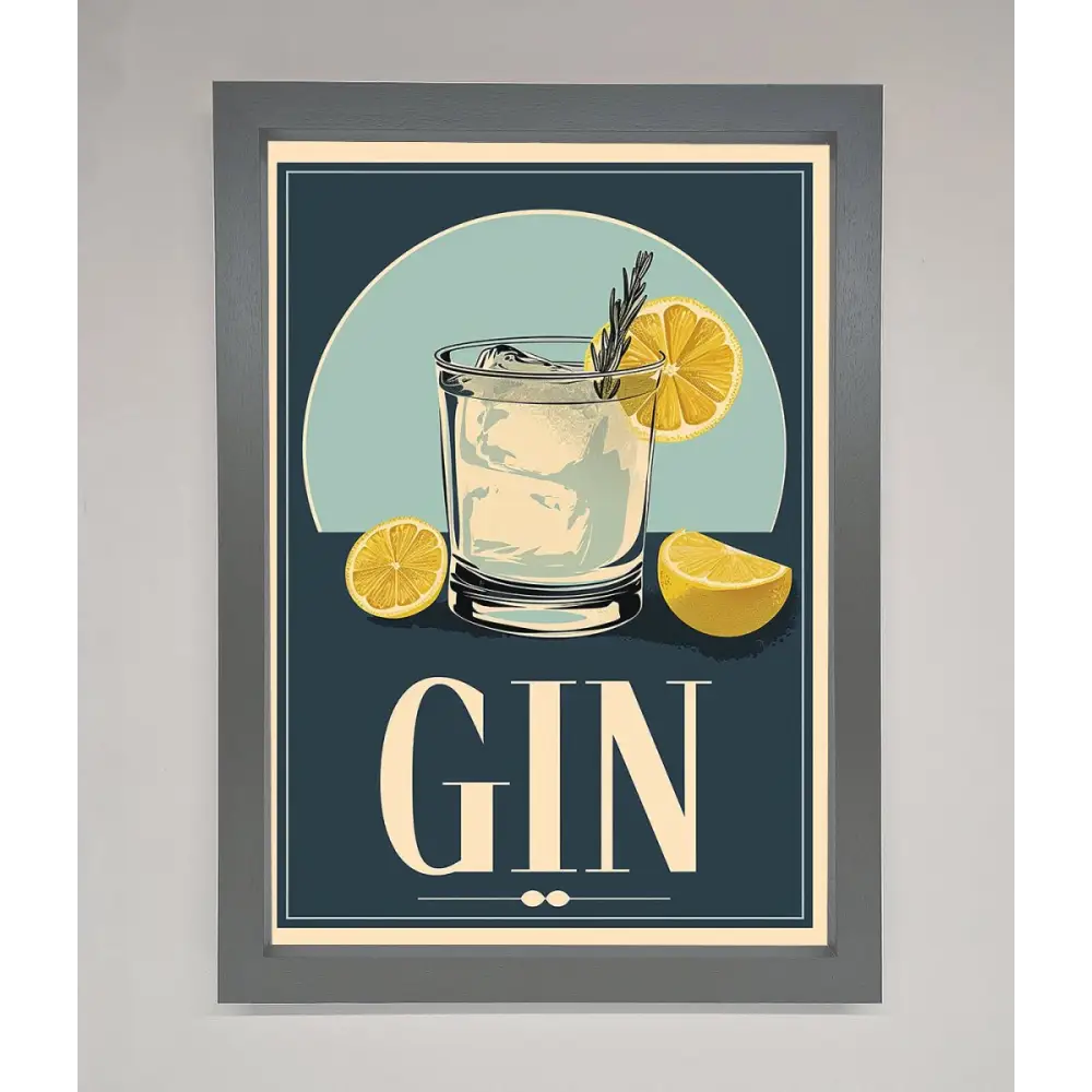 Gin Illustration Framed Poster - A3 (29.7 x 42 cm) / Dark Grey - Framed Print